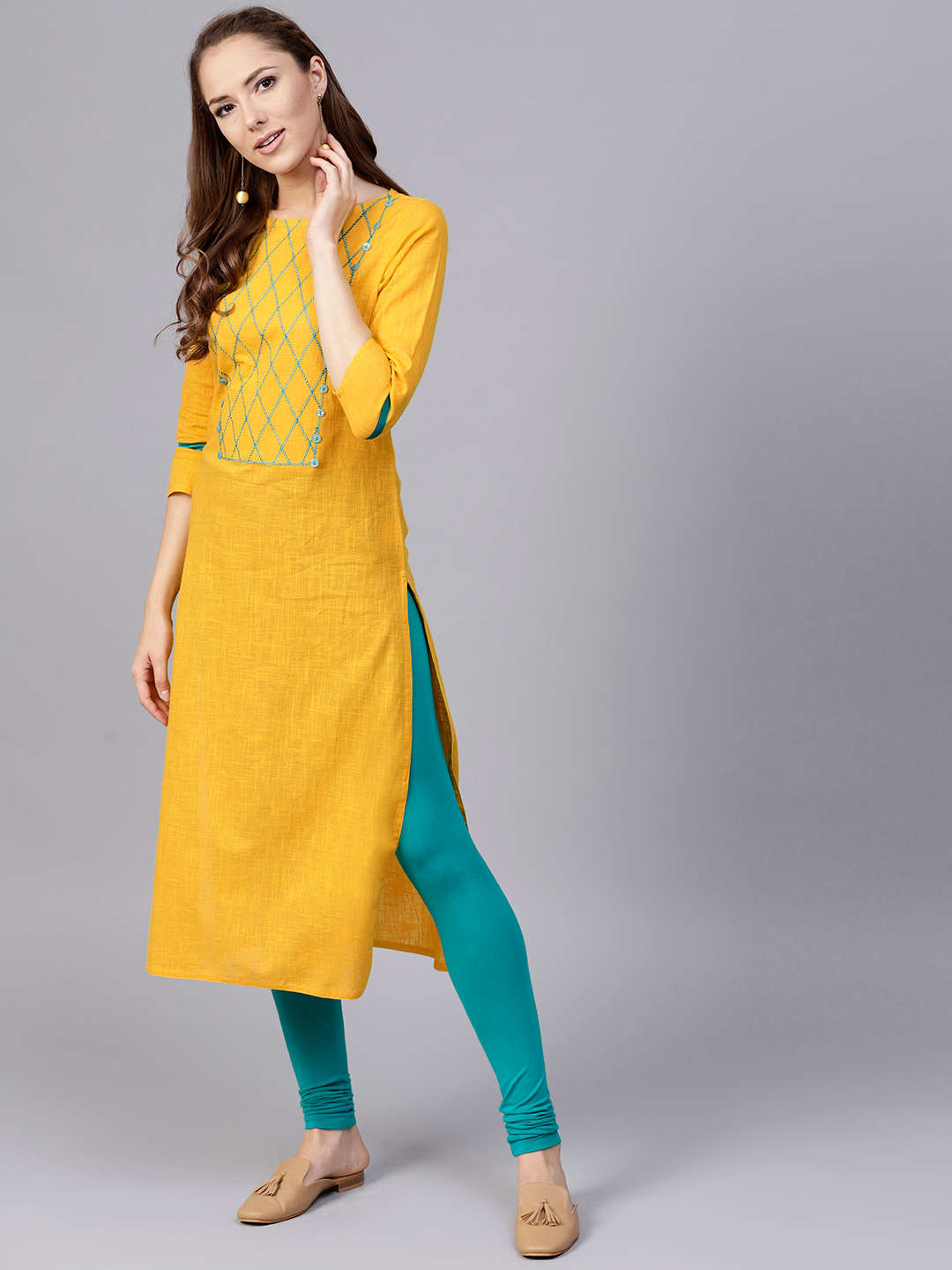 Buy Light Green Khadi Kurti With Cigarette Pant Online - LKV0025 | Andaaz  Fashion